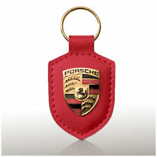 Red Porsche Crest Keyring Key Chain Leather New picture