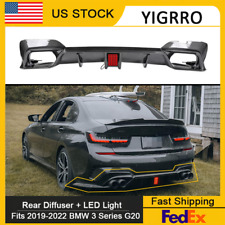 For 2019-2022 BMW G20 3 Series Sport CMS Carbon Fiber Style Rear Diffuser W/ LED picture
