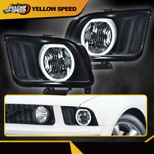Fit For 2005-2009 Ford Mustang Black/Smoke LED DRL Halo Headlights Lamps Pair  picture