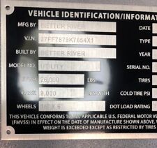 Serial Number Car Hauler Semi Trailer Special ID Tag Plate Model Custom Engraved picture