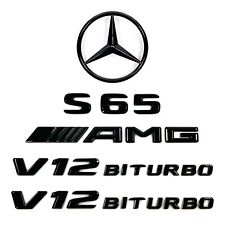 Mercedes-Benz S W222 Star Emblem+S65+AMG+V12 BITURBOx2 Rear Trunk Fender Badge picture