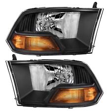 WEELMOTO Headlights For 2009-2012 Dodge Ram 1500 2500 3500 Black Headlamps Pair picture