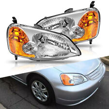 For 01-03 Honda Civic 2/4DR JDM Headlights Lamps Pairs Left + Right Chrome Clear picture