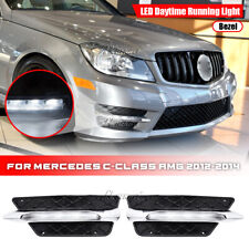 LED Fog Light DRL w Bezel Cover For Benz W204 Facelift 11-14 W AMG-Line Package picture