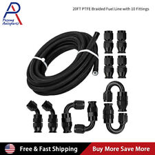 4/6/8/10AN 20ft Nylon Braided E85 PTFE Fuel Line 10 Fittings Hose Kit  US picture
