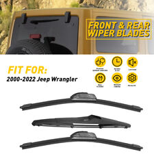 For 2000-2022 Jeep Wrangler Front & Rear Windshield Wiper Blades 15