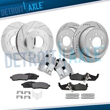 4WD Front Rear Drilled Rotors Brake Pads + Rear Calipers for 04-08 F-150 Mark LT picture