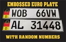 EMBOSSED,EURO STYLE  TAG BMW  European license plate, with RANDOM numbers / text picture