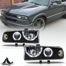 For 1998-2004 Chevy S10 Blazer Halo Projector Headlights Front Lamps Black Clear picture
