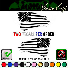 Distressed Tattered American Flag Vinyl Decal Set | Weathered USA Pride Tumbler  picture