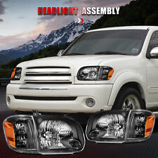 For 05-06 Toyota Tundra 05-07 Sequoia Black Headlights Assembly Replacement Lamp picture