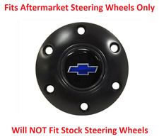 Black Steering Wheel 6 Hole Horn Button w/ Blue Chevrolet Bowtie Emblem picture