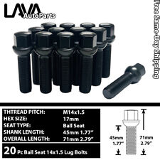 20PC BLACK 14X1.5 BALL SEAT LUG BOLT 28/40/45MM SHANK FIT MERCEDES STOCK WHEEL picture