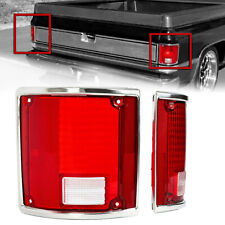 For Chevy C10 K20 GMC Sierra 1973-91 Tail Lights Tail Lamps w/Chrome Bezel Pair picture