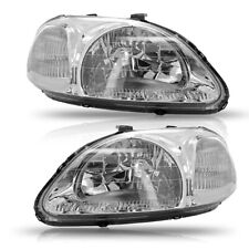 FOR 1996-1998 HONDA W/CLEAR CIVIC CHROME HOUSING HEADLIGHTS REFLECTOR LAMPS EXC picture