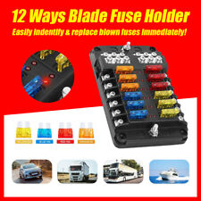 12 Way Blade Fuse Box Block Holder LED 12V 32V Car Boat Van Marine W/ 24 Fuses V picture
