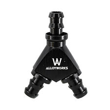 3/8 inch Black Anodized Aluminum Y Barbed Fitting Adapter 3-Way Split picture
