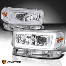 Fits 1999-2006 GMC Sierra Yukon XL LED Tube Projector Headlights+Bumper Lamps picture