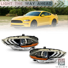 For 2018-2020 Ford Mustang Headlights LED DRL Black Projector Right+Left Side picture