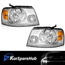 For 2004-2008 Ford F150 Headlights Assembly Chrome Housing Amber Reflector L+R picture