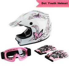 TCMT DOT Youth Kid Pink Butterfly Dirt Bike ATV Motocross Helmet Goggles Gloves  picture
