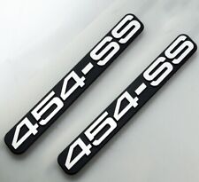 2PCS 454 SS Door Emblem Badge for 1988-2000 SS 1500 Truck Brushed (Silver Black) picture