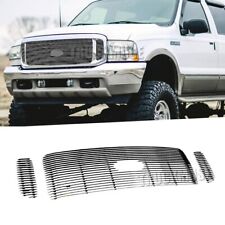 Polished Grill For 00-04 Ford Excursion W/ Logo Show Front Upper Billet Grille picture