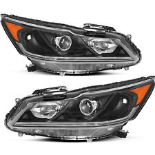 For 2016-2017 Honda Accord Sedan LED DRL Black Headlights Assembly Headlamps L+R picture