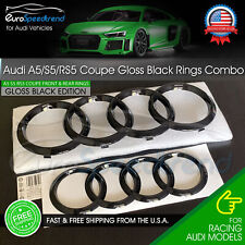 Audi Coupe Gloss Black Rings A5 S5 RS5 Front Grille Rear Emblem Combo Set Trunk picture