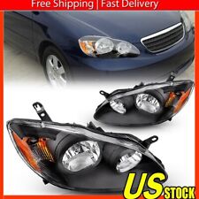 Black Headlights Replacement For 2003-2008 Toyota Corolla Left + Right Pair Set picture