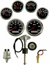 6 Gauge Set with Senders GPS Speedo 120MPH Tacho Fuel Volts Temp Black USA STOCK picture
