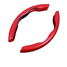 2PCS Universal Carbon Fiber Steering Wheel Cover Black/Red Car Accessories picture