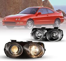 94-97 For Acura Integra Projector Halo Headlights Black Clear Lens Headlamp Pair picture