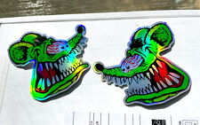Rat Fink Hot Rod 3 inch holographic Premium decal Sticker 2-Pack Car Window picture
