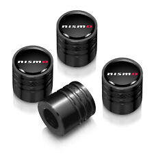 for Nissan NISMO in Black on Black Aluminum Cylinder-Style Tire Valve Stem Caps picture