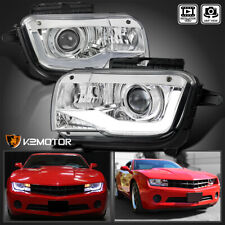 Clear Fits 2010-2013 Chevy Camaro Projector Headlights Lamps LED Bar Tube L+R picture