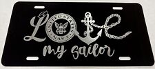 DEEP Engraved Love My Navy Sailor Car Tag Diamond Etched Vanity License Plate picture