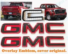 2019-2023 GMC Sierra 1500 2500HD3500HD Front Rear Gloss Red Black OVERLAY Emblem picture