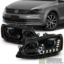 Black Smoke Halogen 2011-2018 VW Jetta Sedan LED Ushape DRL Projector Headlights picture