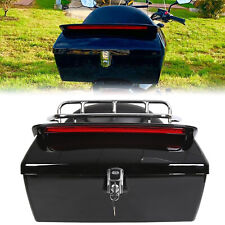 Black Motorcycle Tour Pack Trunk Tail Box Luggage Universal w/ Tail Light picture