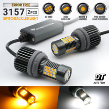 Syneticusa CANBus White/Amber 3157 LED DRL Switchback Turn Signal Light Bulbs picture