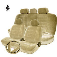 For KIA New Beige Velour Fabric Car Truck Seat Steering Covers Full Gift Set  picture