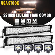 2x 22 inch 1200W Led Light Bar Spot Flood Combo + 4x 3-Row LED 4