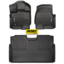 HUSKY WeatherBeater Front Rear Floor Mats for 15-22 FORD F-150 Crew Cab Black picture