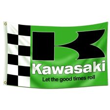 Kawasaki Motorcycle 3x5 FT Flag Banner Racing Garage Wall Decor Workshop NEW US picture