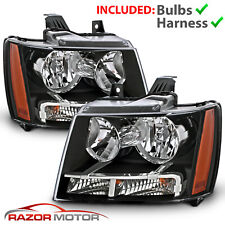 2007-14 Replacement Black Headlight Pair for Chevy Avalanche Suburban Tahoe picture