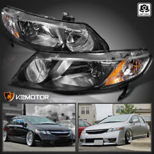 Black Fits 2006-2011 Honda Civic Sedan 4Dr Replacement Headlights Left+Right picture