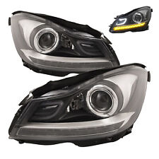 Headlights For 12-14 Mercedes-Benz Halogen Projector w/LED DRL Left Right Set picture