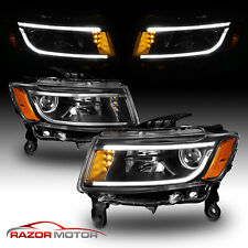 [LED Bar] 2014-2016 Jeep Grand Cherokee LED Bar Projector Black Headlights Pair picture