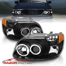 1995-2001 Ford Explorer Black LED Halo Projector Headlights Pairs With Bulbs picture